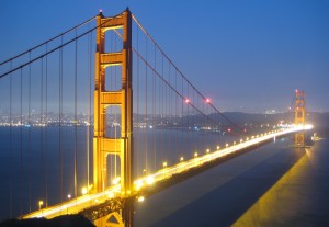 Ночная съемка моста Золотые Ворота