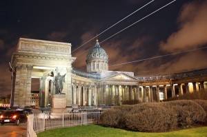 Ночная съемка Казанского собора 